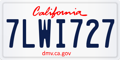 CA license plate 7LWI727