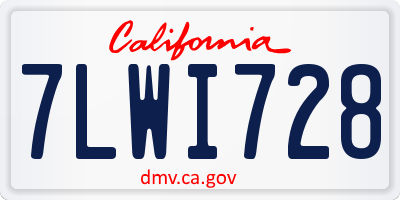 CA license plate 7LWI728