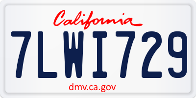CA license plate 7LWI729