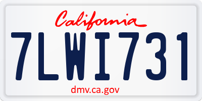 CA license plate 7LWI731