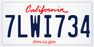 CA license plate 7LWI734