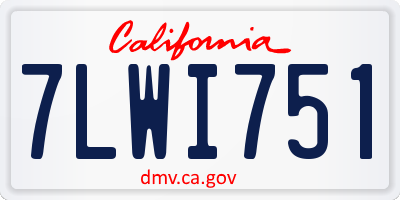 CA license plate 7LWI751