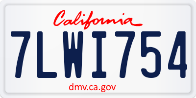 CA license plate 7LWI754