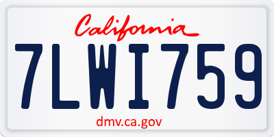 CA license plate 7LWI759