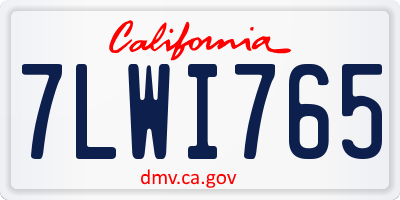 CA license plate 7LWI765