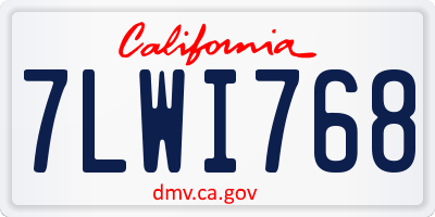 CA license plate 7LWI768