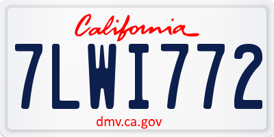 CA license plate 7LWI772
