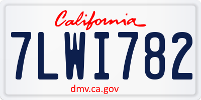 CA license plate 7LWI782