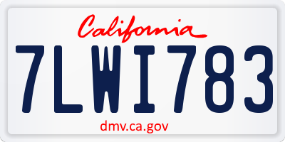 CA license plate 7LWI783
