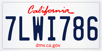 CA license plate 7LWI786
