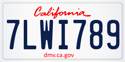 CA license plate 7LWI789