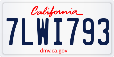 CA license plate 7LWI793