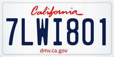 CA license plate 7LWI801