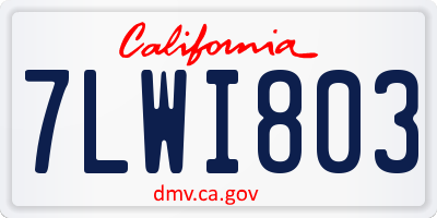 CA license plate 7LWI803