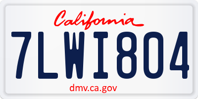CA license plate 7LWI804