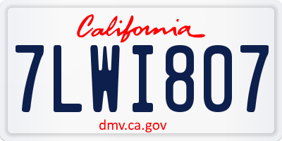 CA license plate 7LWI807