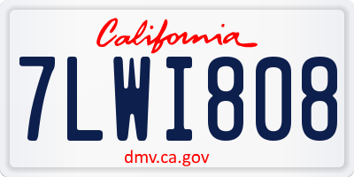 CA license plate 7LWI808