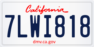 CA license plate 7LWI818