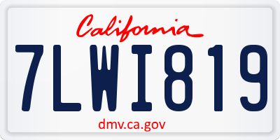 CA license plate 7LWI819