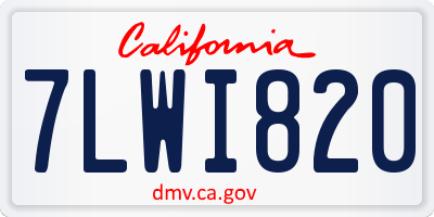 CA license plate 7LWI820
