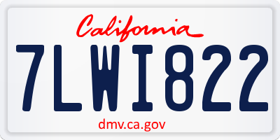 CA license plate 7LWI822