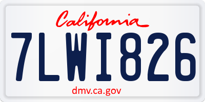 CA license plate 7LWI826