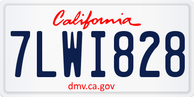 CA license plate 7LWI828