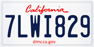 CA license plate 7LWI829