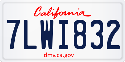 CA license plate 7LWI832