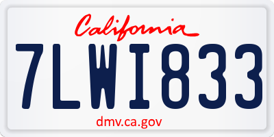 CA license plate 7LWI833
