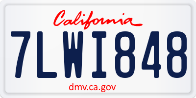 CA license plate 7LWI848