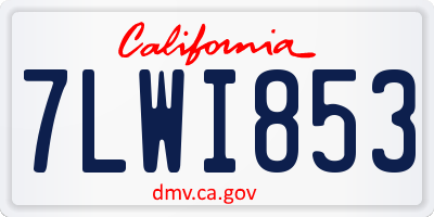 CA license plate 7LWI853