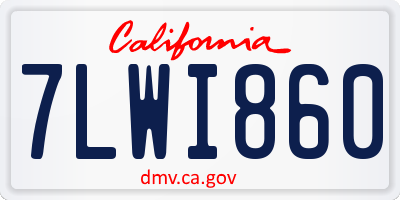 CA license plate 7LWI860