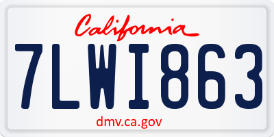 CA license plate 7LWI863