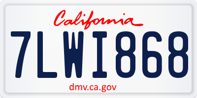 CA license plate 7LWI868