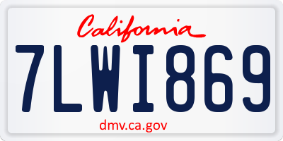 CA license plate 7LWI869