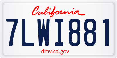 CA license plate 7LWI881