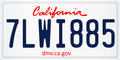 CA license plate 7LWI885