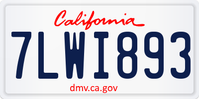 CA license plate 7LWI893