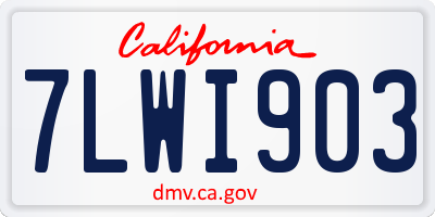 CA license plate 7LWI903