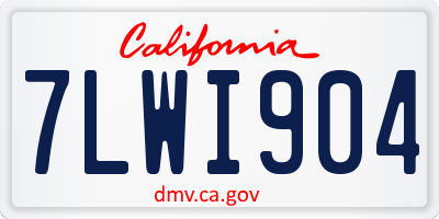 CA license plate 7LWI904