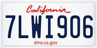 CA license plate 7LWI906