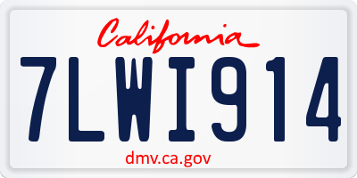 CA license plate 7LWI914