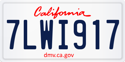 CA license plate 7LWI917
