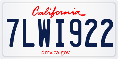 CA license plate 7LWI922