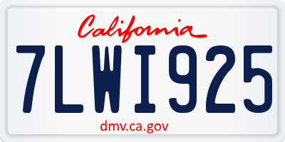CA license plate 7LWI925