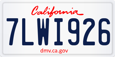 CA license plate 7LWI926