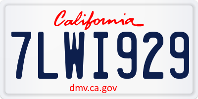 CA license plate 7LWI929