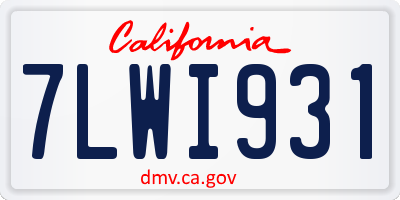 CA license plate 7LWI931
