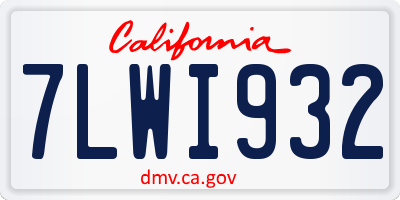 CA license plate 7LWI932